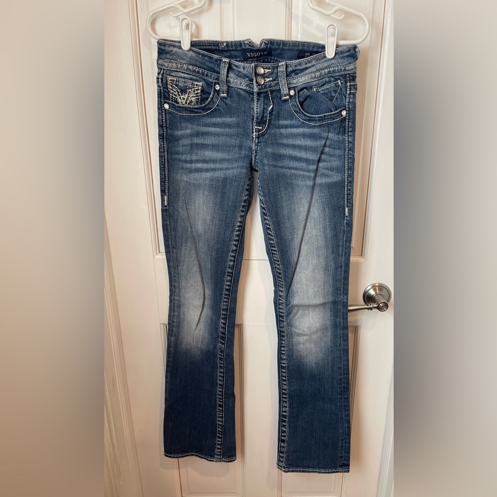 Dark Blue Women's Vigoss Mid-Rise Slim Bootcut Jeans